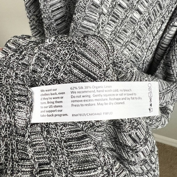 EILEEN Fisher Open Front Cardigan Sweater Gray Silk Organic Linen Women's M - Picture 7 of 7